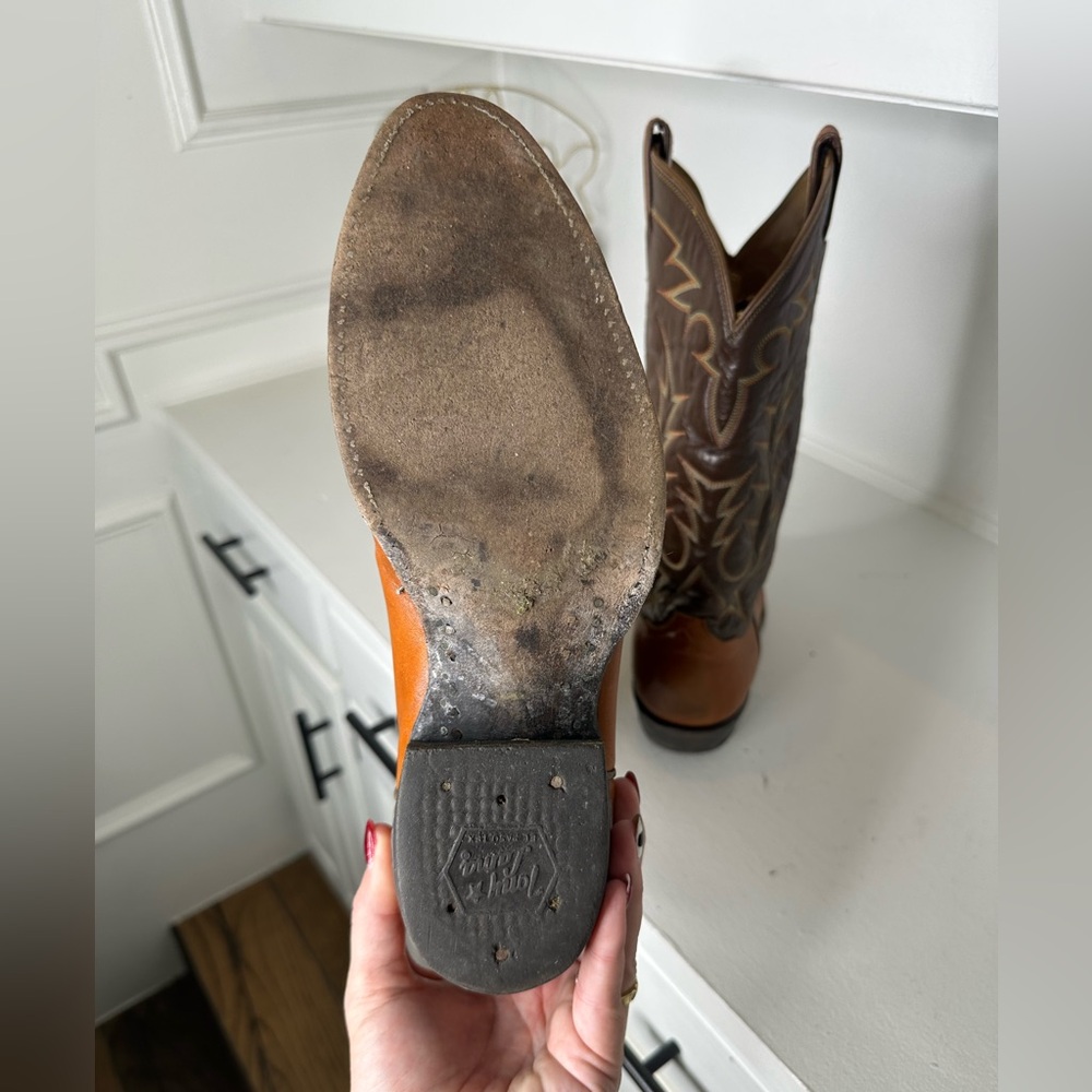 **SOLD**Vintage Tony Lama Gold Label Cowboy Boots Men’s 10.5D Two-Tone Leather - Picture 6 of 8
